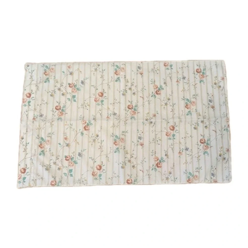 Vintage JC Penny Standard Pillow Case Cottage Shabby White Floral Made In USA